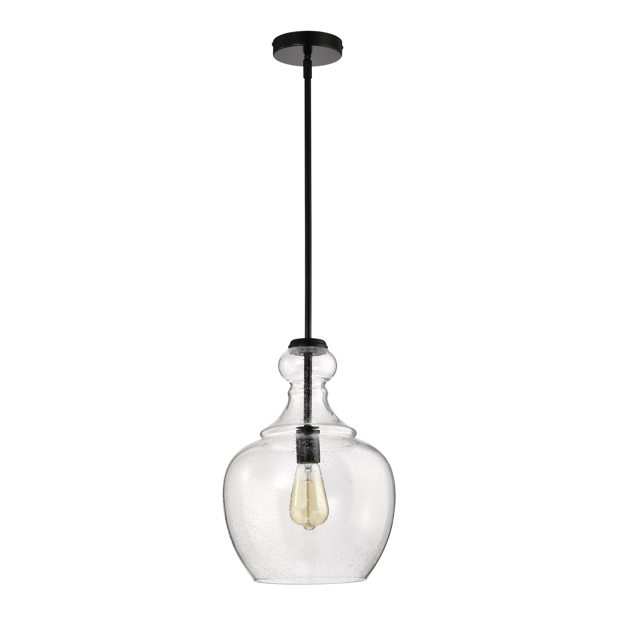 Tasio 11 in. 1-Light Indoor Matte Black Finish Pendant Light