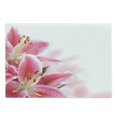 thumbnail image 1 of Pink and White Cutting Board, Florist Theme with Lilies Close up a Fresh Bouquet for the Loved Ones, Decorative Tempered Glass Cutting and Serving Board, Large Size, Pink Orange Green, by Ambesonne, 1 of 1