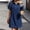 Dark Blue, variant on QUNYINEY Denim Dresses for Women Blue Summer Mini Short Sleeve T-Shirt Dress Vacation Loose Fit Casual Collared Dresses