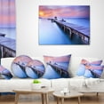 thumbnail image 3 of Designart Beach with Blue Waters and Wood Bridge - Pier Seascape Throw Pillow - 18x18, 3 of 4