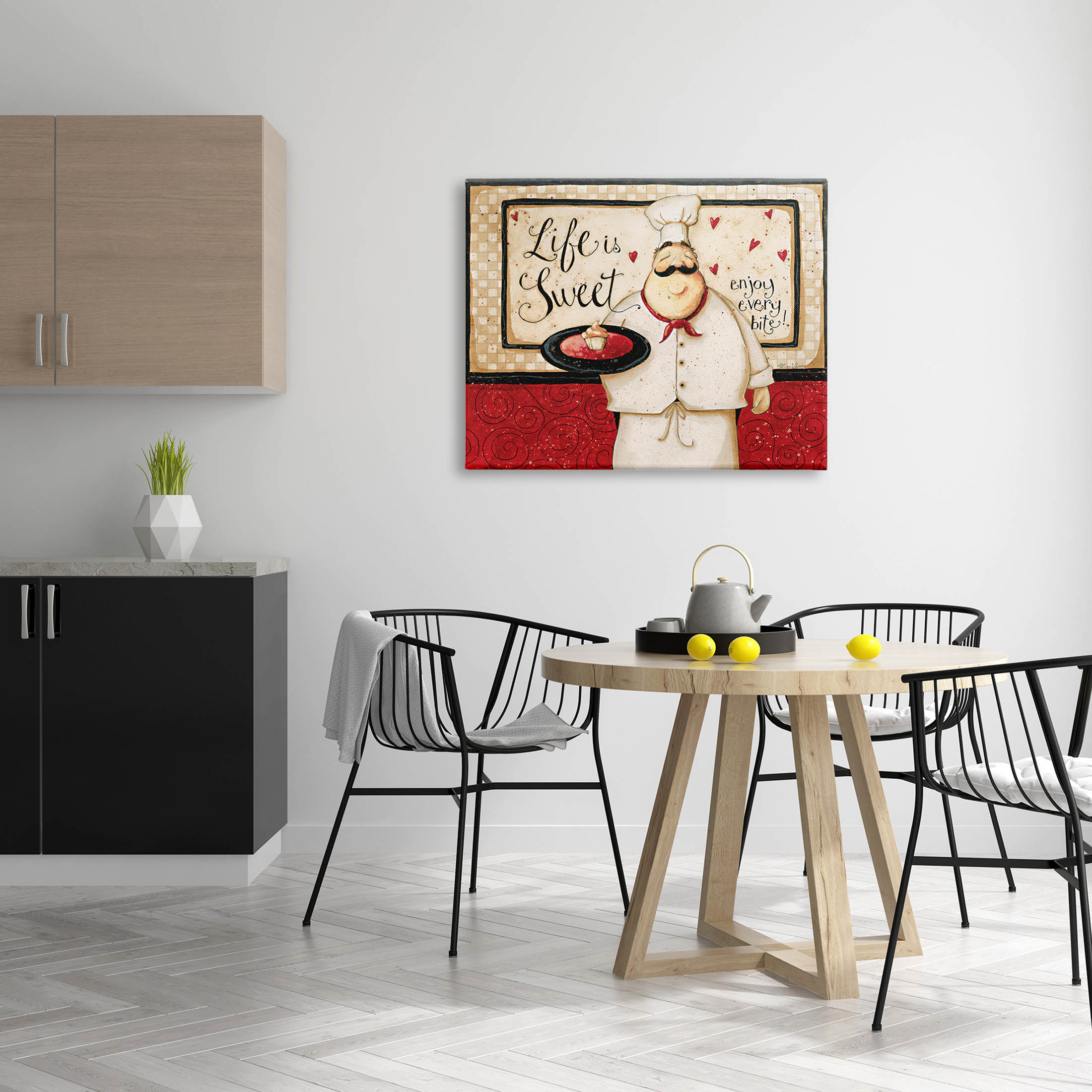 Life Is Sweet Enjoy Every Bite Phrase Food & Beverage Graphic Art Gallery Wrapped Canvas Print Wall Art