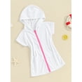 thumbnail image 2 of Bslissey Toddler Kids Girls Swim Cover Up Solid Color Short Sleeve Zipper Hooded Bathrobe Little Girls Casual Summer Bathing Suit Beach Cover-up 1T 2T 3T 4T 5T 6T 7T 8T, 2 of 9