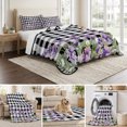 thumbnail image 6 of Twin Quilt Set 68''x86'', Lavender Floral Lightweight Summer Bedspread Coverlet Set with 2 Pillow Shams, Purple Flowers Butterfly Black Gray Plaid Breathable All Season Quilt Bedding for Dorm/Bedroom, 6 of 9