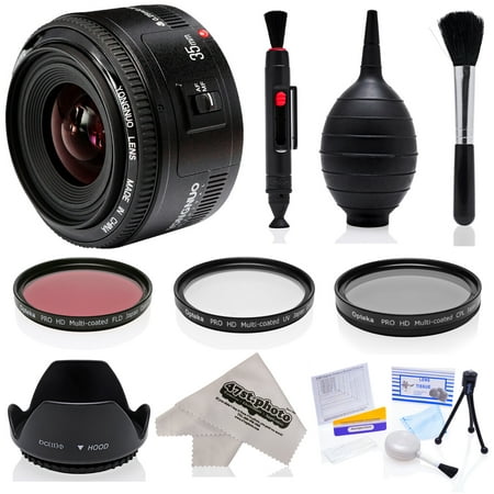 Yongnuo 35mm f/2 AF HD Full Frame Prime Lens with Hood, Filters, Microfiber, Blower, Brush, Lens Pen for Canon EOS 80D, 70D, 60D, 7D, 6D, 5D, T6i, T6s, T6, T5i, T5, T4i, T3i, T3 Digital SLR