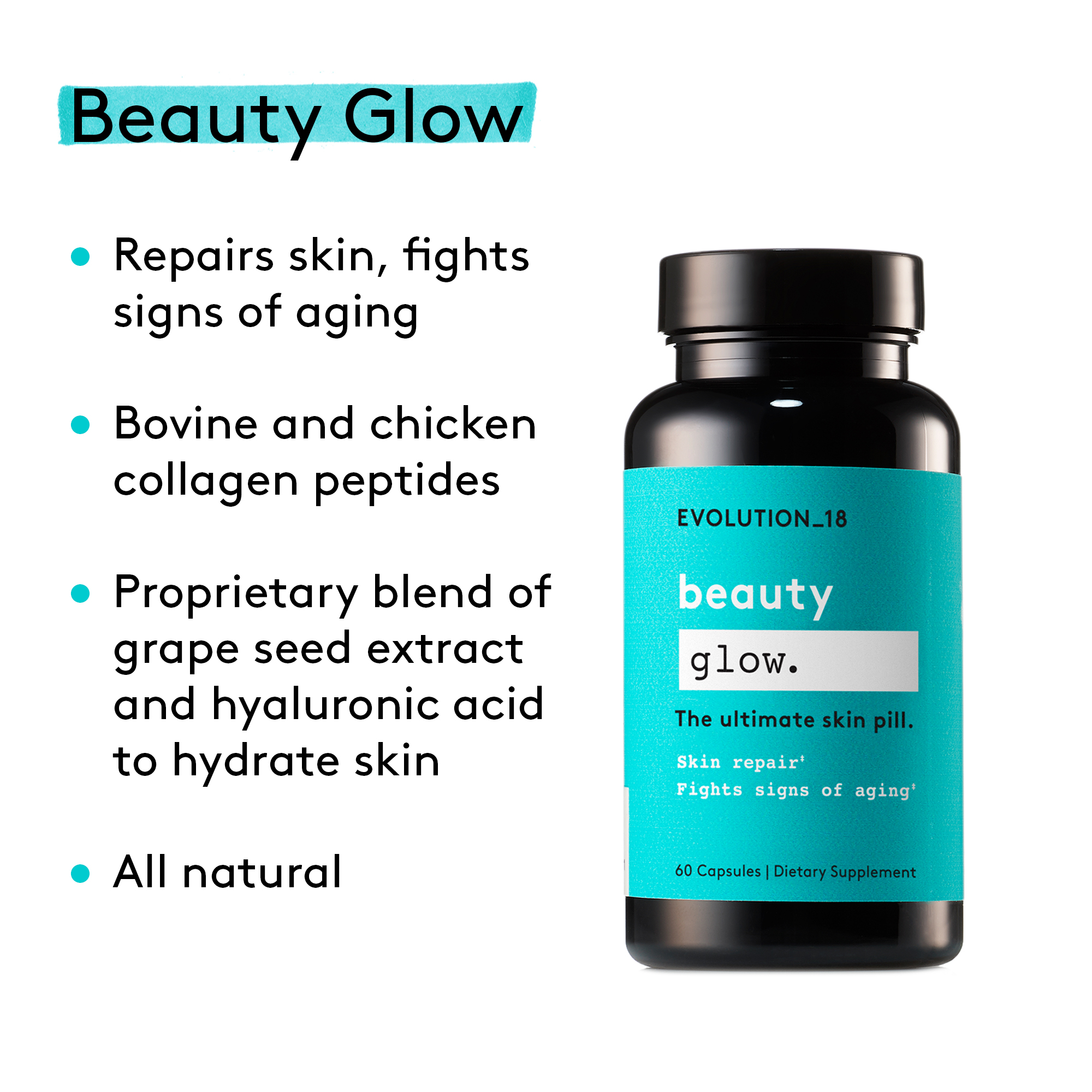 EVOLUTION_18 Beauty Glow Capsules with Collagen, 30 Servings - image 2 of 13