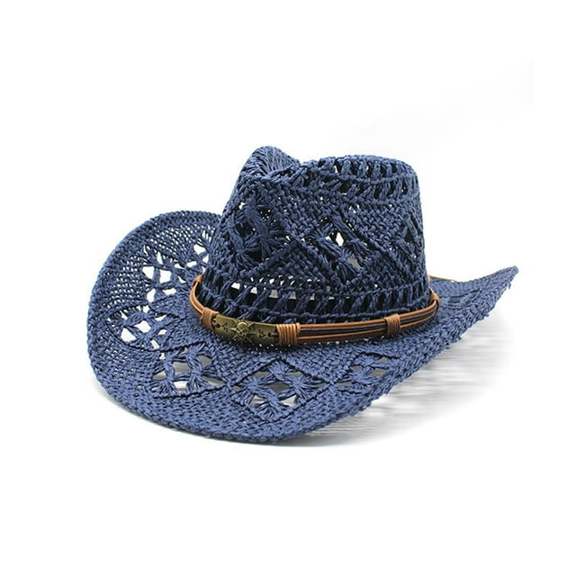 GDREDA Chapeaux d'Été pour Hommes et Femmes - Chapeau de Cowboy en Paille Modelable avec Design Ajouré