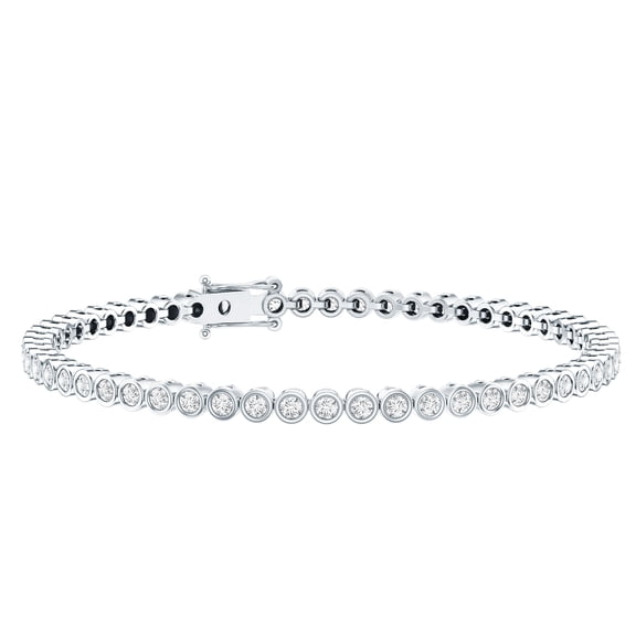 Rosec Jewels Lab Grown Diamond Tennis Bracelet - Bezel Set Diamond Bracelet - EF-VS Quality - Ready to Gift for Mothers Day, 925 Sterling Silver, 6.0 inches