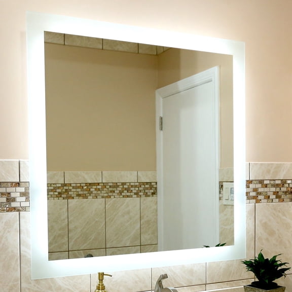 LED Side-Lighted Bathroom Vanity Mirror: 30" Wide x 30" Tall - Commercial-Grade - Rectangular - Wall-Mounted