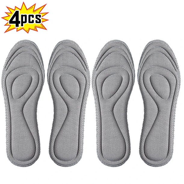 Plantillas ortopédicas de espuma viscoelástica para zapatos, desodorización antibacteriana, absorción de sudor, almohadillas para correr, 4 Uds.