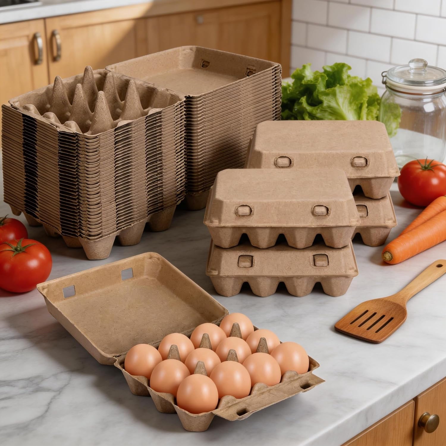 25 Pack Egg Cartons Cheap Bulk, 3x4 Style Egg Storage Containers Holder, Sturdy Natural Pulp Material Perfect for Storing Extra Eggs