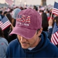 thumbnail image 2 of CIENVNSTG Patriotic 250th Anniversary 1776 Print Washed Baseball Cap for Unisex Independence Day Adjustable Casual Streetwear Headwear for Holiday Matching Purple, 2 of 6