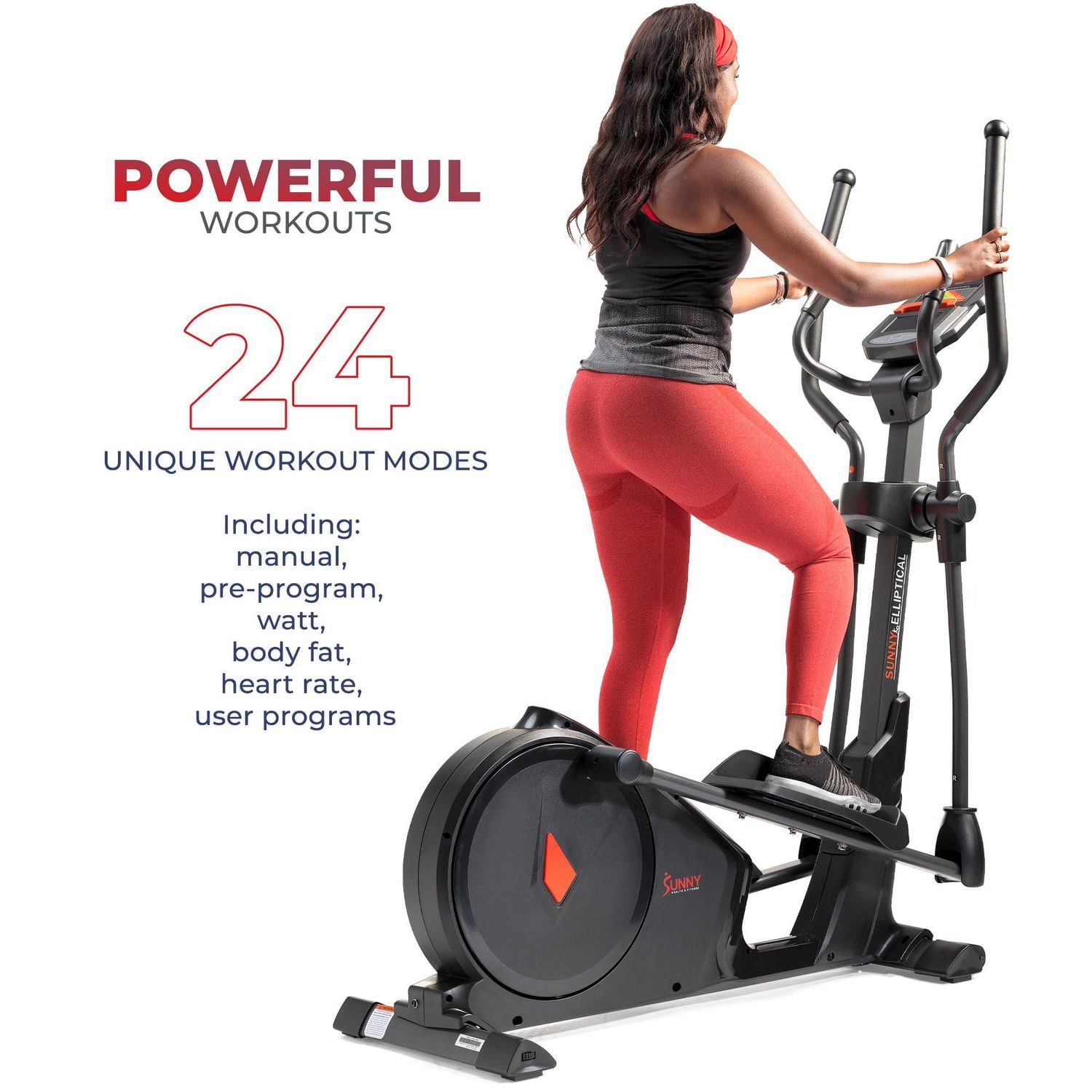 Machine d’exercice elliptique Sunny Health & Fitness Premium Smart Trainer avec connectivité Bluetooth améliorée de l’application exclusive SunnyFit® - SF-E3912SMART