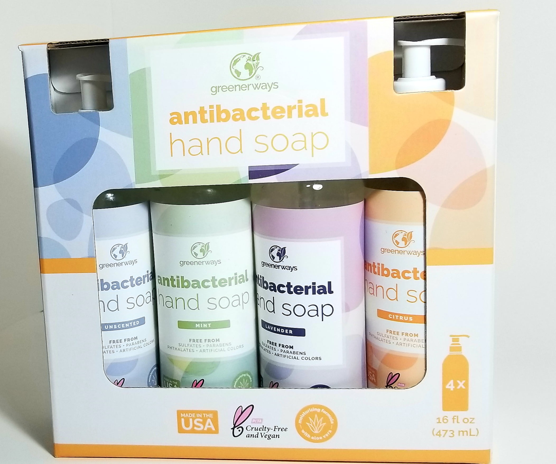 Pack of 4 Greenerways Antibacterial Hand Soap 16 fl oz. each. (Include