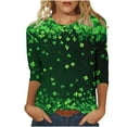 thumbnail image 2 of Meichang Womens St Patricks Day T Shirts 3/4 Sleeve Tops Four Leaf Clover Graphic Tees Crew Neck Holiday T-Shirts St Patricks Day, 2 of 5