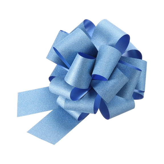 Uxcell 5pcs 6 Inch Large Pull Bow Glitter Gift Wrapping Big Pull Bows Ribbon Light Blue