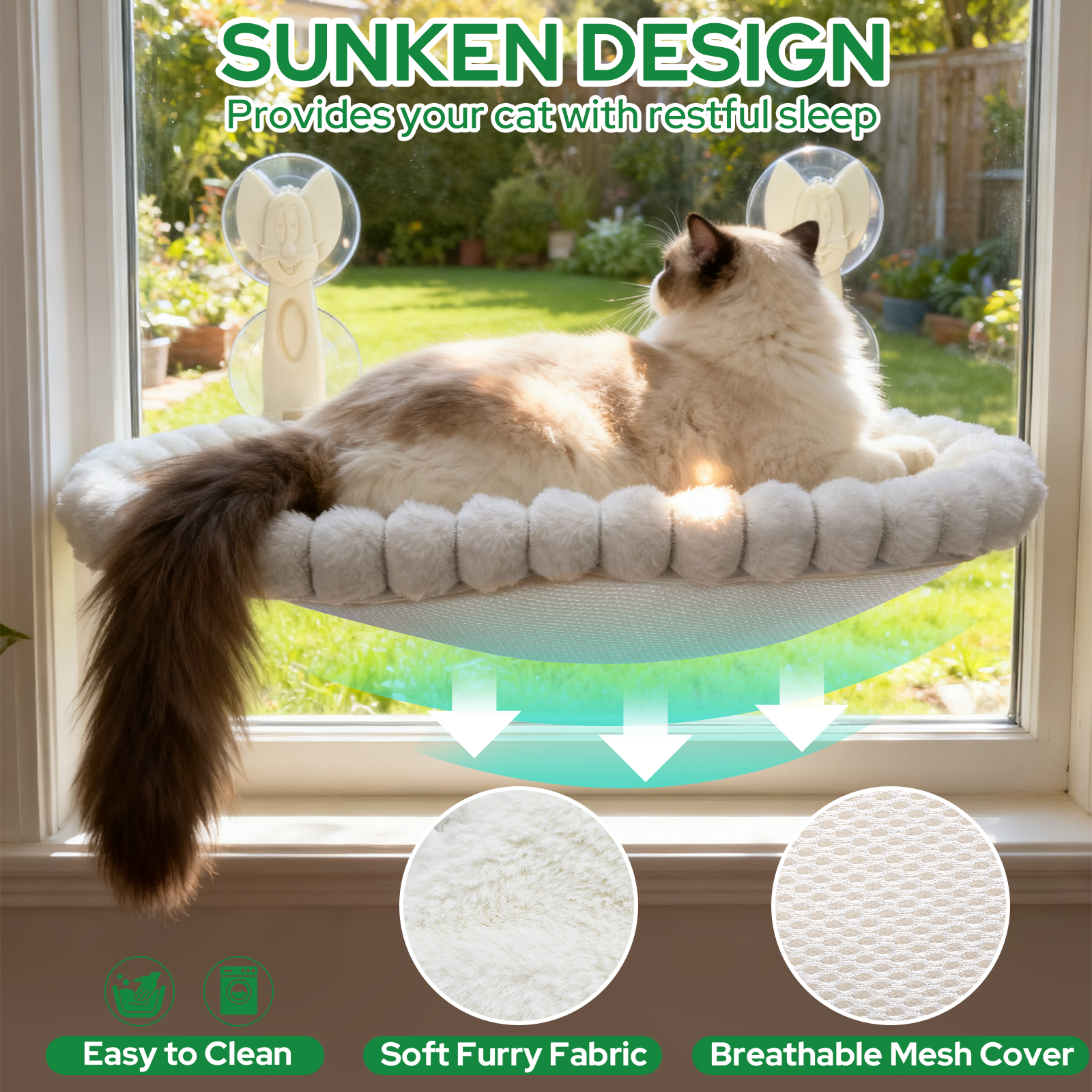 Euqvunn Cat Window Perch with Metal Frame photo 3