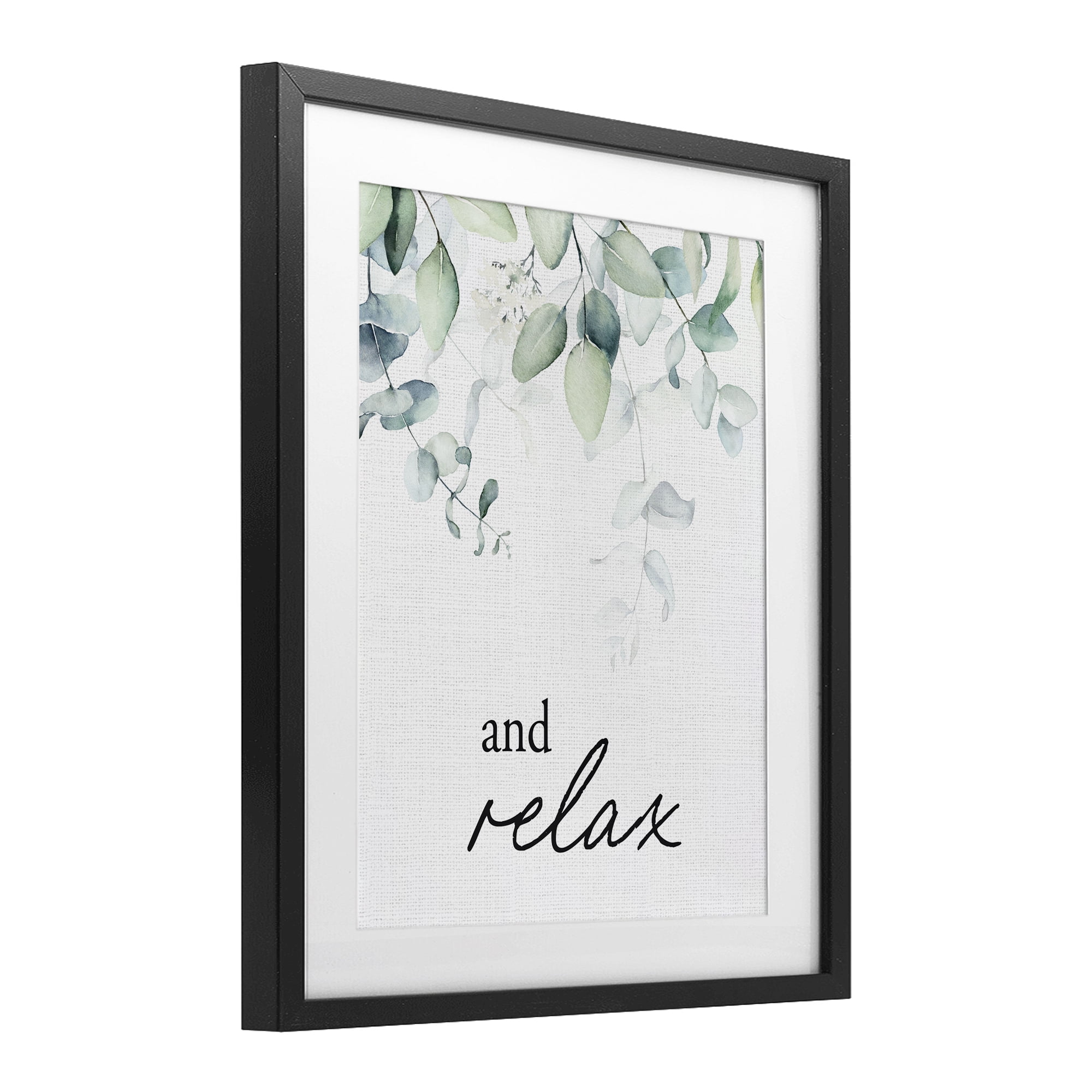 And Relax Minimal Herbs Black Framed Print Under Glass, design by Lettered and Lined