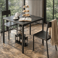 thumbnail image 4 of 3-Piece Kitchen Table Set for 2, Wooden Dining Table and Chairs with Storage Rack for Small Space, Apartment, Breakfast Nook, Space-Saving, 300lbs, Black, 4 of 7