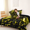 thumbnail image 4 of Homewish Neon Gaming Controller Full Size Comforter Sets,Futuristic Cubes Bedding Comforter Set,Black Yellow,Black Reversible,3pcs,1 Comforter and 2 Pillowcases, 4 of 7