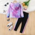 thumbnail image 5 of newwalpole Kid Girls Clothes - Girls Outfits Tie Dye Tops and Leggings Pants 2 Piece Spring Clothes Set Purple for Size 3-4 Years, 5 of 7