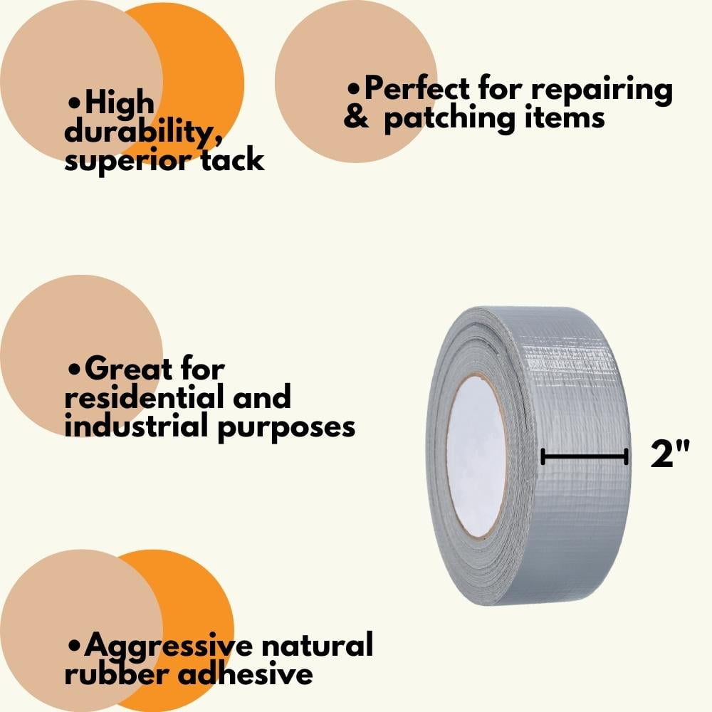 SSBM 2" x 60 Yards Duct Tape 8 Mil Silver Adhesive Tape for Repairing and Box Sealing 24 Rolls