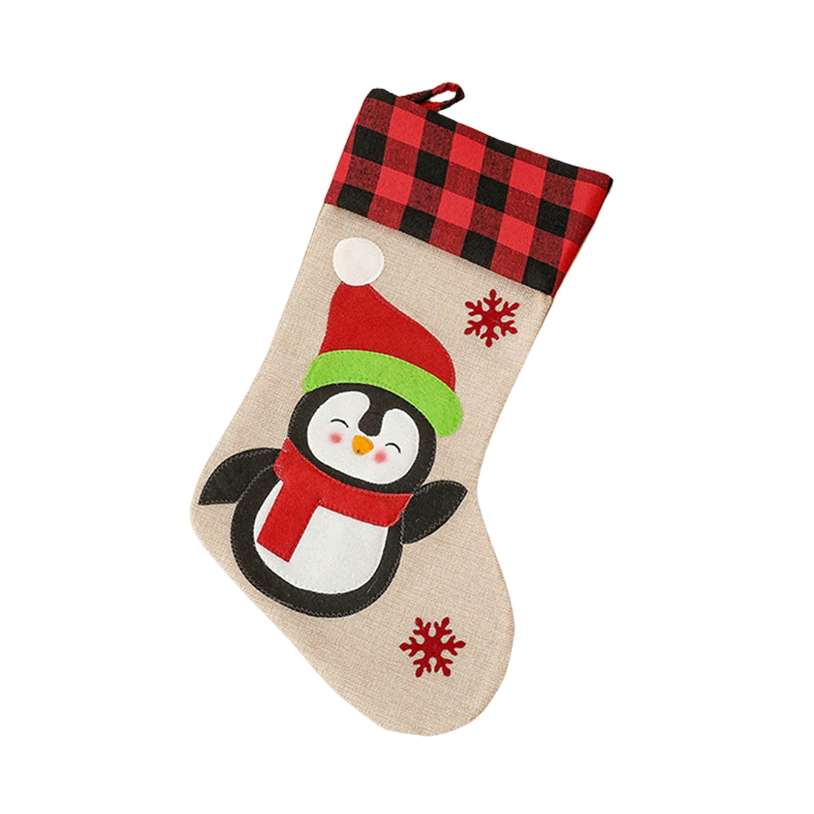 Christmas Xmas Stocking Gift Bag Holder Santa Reindeer Snowman Penguins 