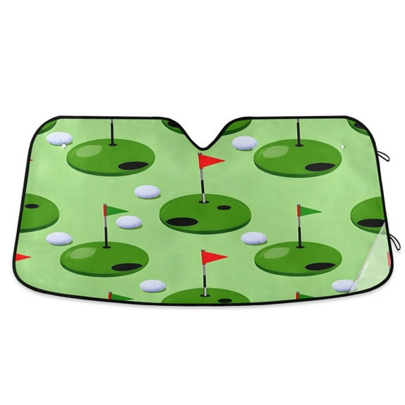 ALAZA Golf Ball and Flag Windshield Sun Shade Car Foldable Sun Visor Block UV Rays Protector 55"x27.6"