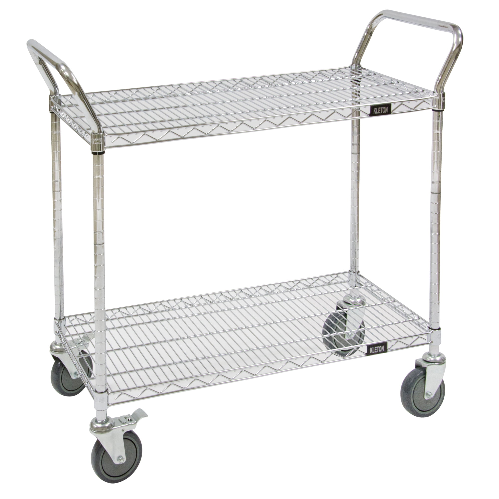 Kleton Wire Mesh Utility Cart, 24" x 48" x 39", 5Inch Rubber Casters