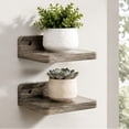 thumbnail image 4 of CSSJKYJ 4 Pack Small Floating Shelves, 5x5 Inches Wall Shelf, Rustic Wood Small Wall Mounted Shelves for Bedroom, Living Room, Kitchen, Bathroom Decor (Brown), 4 of 7