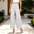 thumbnail image 4 of Lmueinov Wide Leg for Women High Waisted Elastic Waist Casual Trousers Wide Waistband Trendy Solid Color Loose Fit Flowy Summer Lounge Pants, 4 of 7