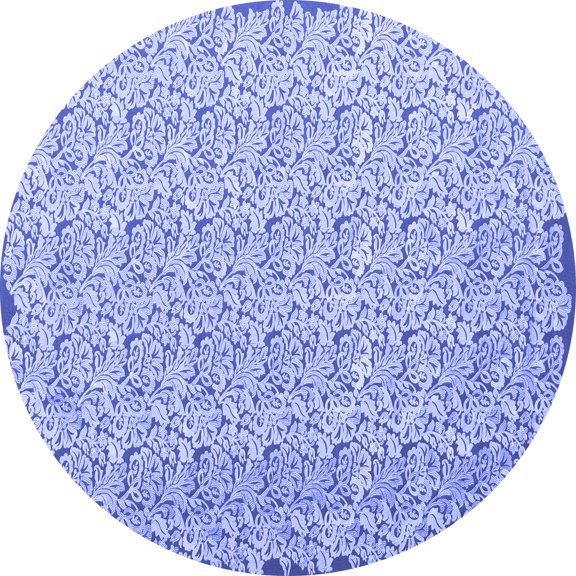 Ahgly Company Indoor Round Abstract Blue Contemporary Area Rugs, 7' Round