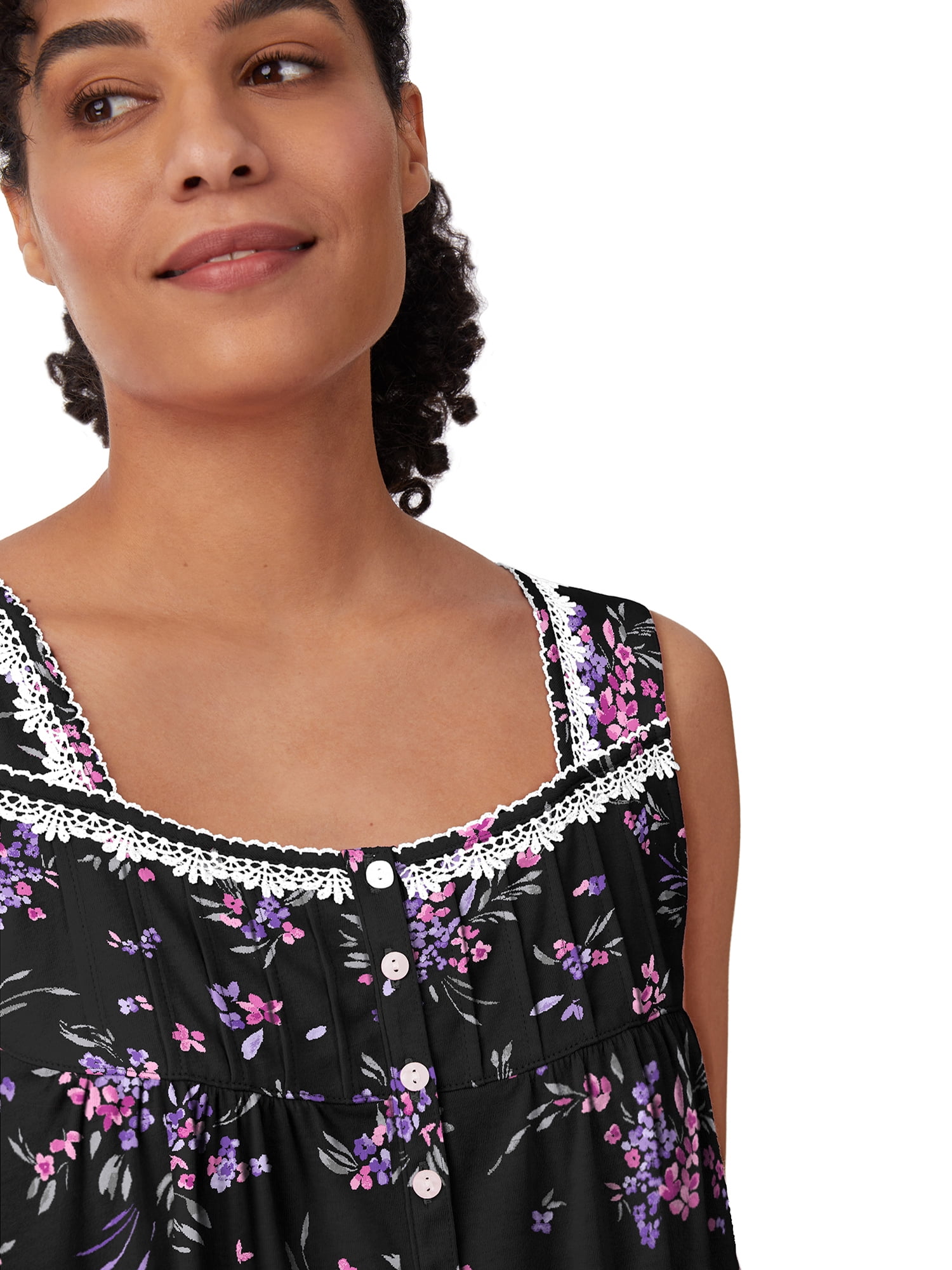 Aria Women's 100% Cotton Sleeveless 40" Nightgown, Sizes XS-5X