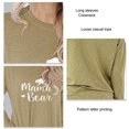 thumbnail image 3 of Camiseta de manga larga para mujer con estampado de letras y cuello redondo, camiseta holgada elástica a la moda con bolsillos laterales, color caqui XL, 3 of 4