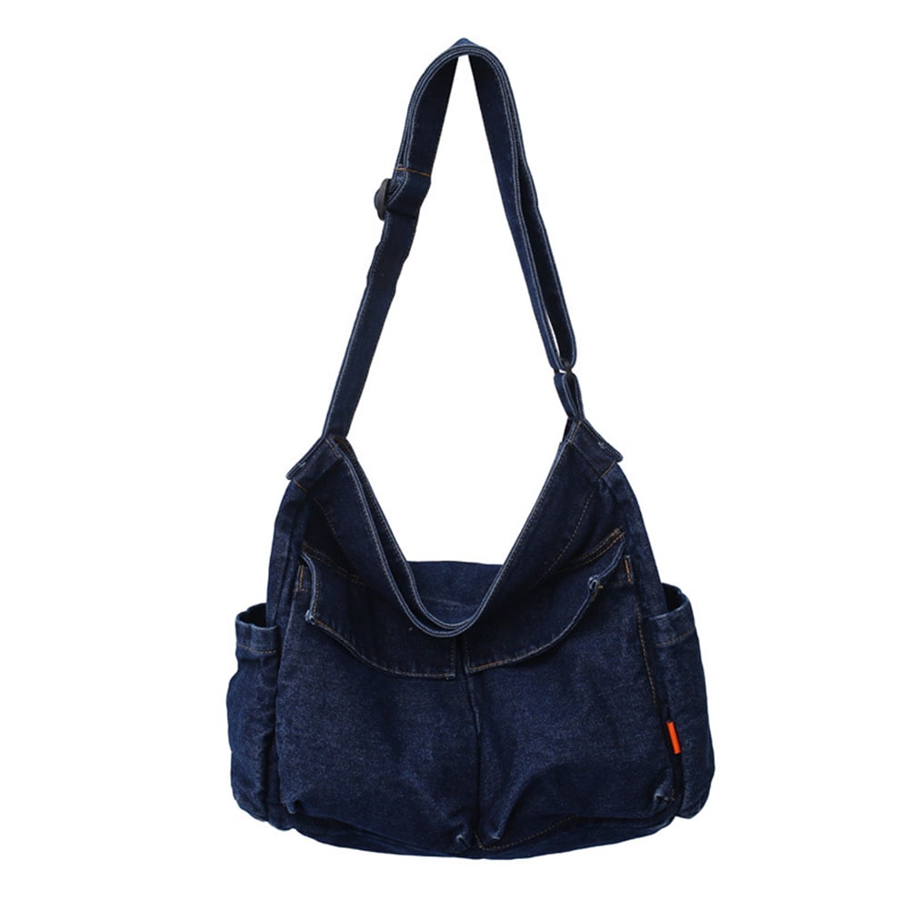 Lotpreco Denim Shoulder Bag Casual Style Lightweight Retro Travel