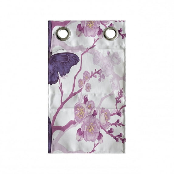 Floral Hanging Pocket Organizer, Delicate Illustration of Flowers and Butterflies, Printed Polyester Storage Bag with Pockets, 9" x 16", Purple Pink White