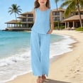 thumbnail image 2 of Girls Clothing Sets 2026 Sleeveless Tank Top Wide Leg Linen Pants 2 Piece Set Kids Summer Beach Outfits Clothes Girls Two Piece Outfits Summer, 2 of 6