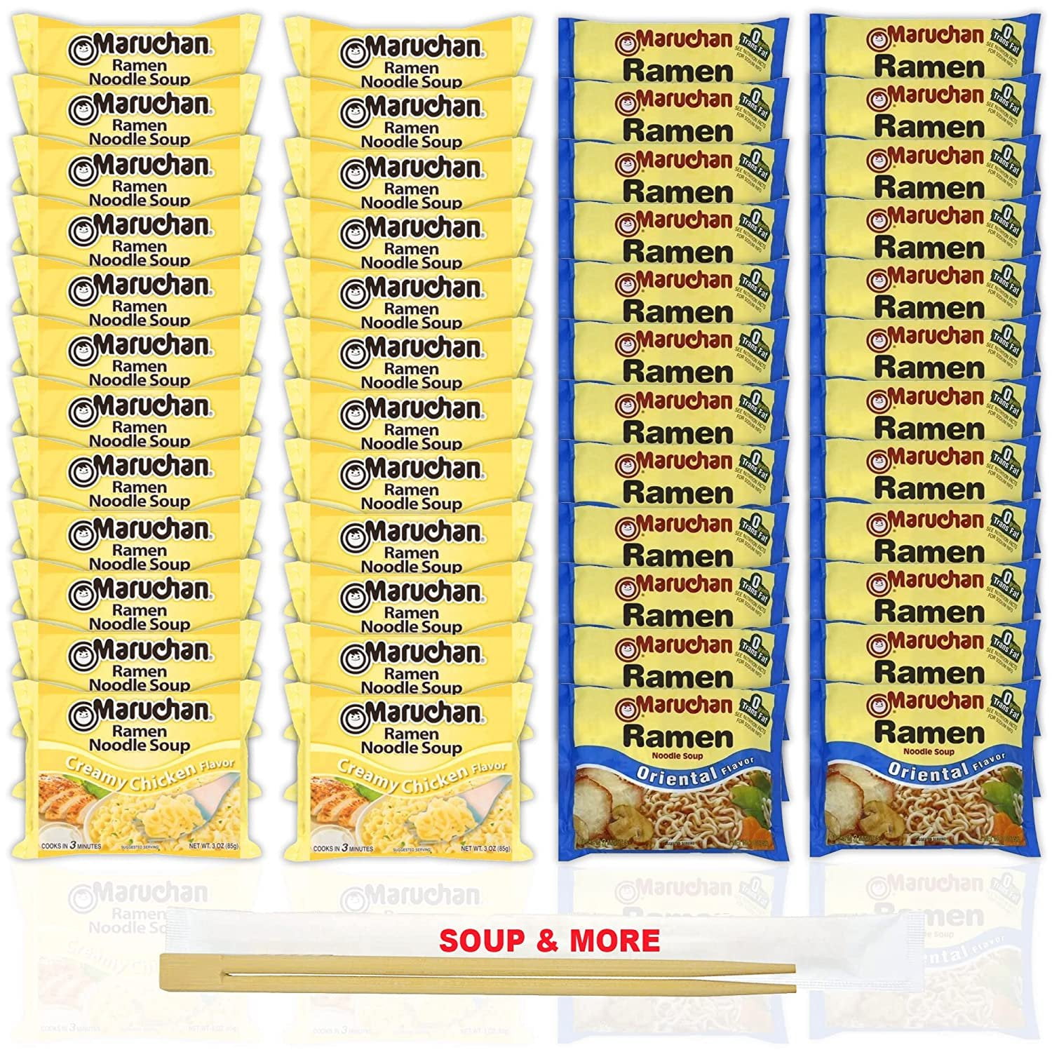 Maruchan Ramen Instant Noodle Soup Variety, 2 Flavors 24 Packs Creamy