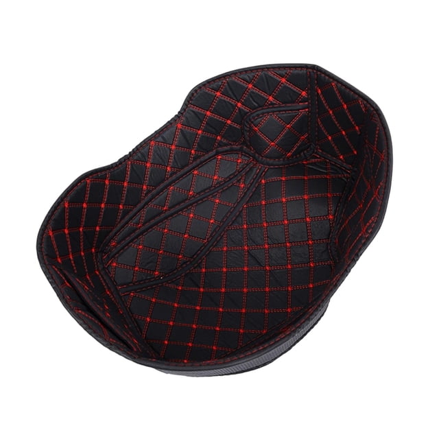 davian Coussin de Siège de Moto, Insert de Coffre de Siège de Moto, Pièce de Remplacement de Coussin de Siège avec Housse en PU de Haute Qualité, Compartiment de Rangement Séparé et Lignes Rouges en V