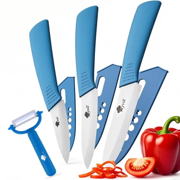 Ceramic Knife Set for Kitchen,3-Piece Fruit Paring Knives with Sheath,Rustproof and Sharp