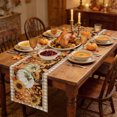 thumbnail image 2 of Thanksgiving Pumpkins Table Runner - 120 Inch Long Fall Maple Leaves Berries Brown Plaid Cotton and Linen Blended Dress Scarves Farmhouse Table Runner for Kitchen Dining, Coffee Table, 13" x 120", 2 of 8
