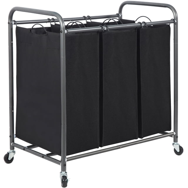 Clasificador de ropa STORAGE MANIAC 136L con ruedas giratorias, color negro