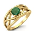 thumbnail image 2 of 0.50 Ctw Round Emerald Crossover Shank 925 Sterling Silver Gold Vermeil Mother's Day Gift Ring, 2 of 3