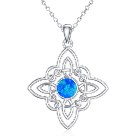 925 Sterling Silver Witches Knot/Celtic Knot/Scottish Thistle/Compass/4-Leaf Clover Necklace Celtic Jewelry Gifts for Women