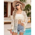 thumbnail image 2 of Swimsuit Cover Up for Women Tied Open Front Cardigans Beach Cover Up Long Sleeve Crochet Swim Cover Ups Shermie, 2 of 8