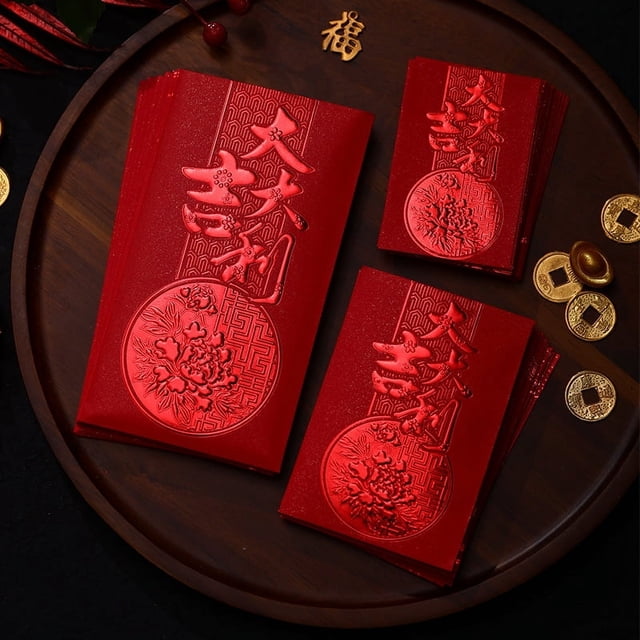 Xiao Hua Sobres rojos de Año Nuevo Chino, 12 sobres para dinero en efectivo, bolsillo grande para la suerte navideña