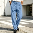 thumbnail image 2 of Admvng Pants for Men Solid Button Zipper Straight Leg Casual Trousers, 2 of 8