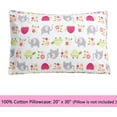 thumbnail image 5 of Sweet Floral Friends Baby Elephant Turtle 3 Piece White Pink Grey Cotton Toddler Sheet Set, 5 of 7