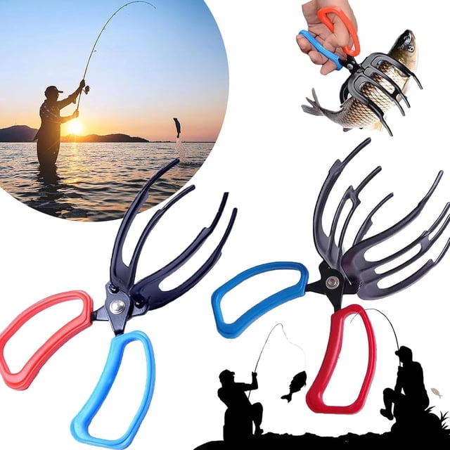 czcpp-2024 Upgrade 2/3 Claw Fish Gripper, Metal Fishing Pliers Gripper Catch Fish Control Clamp, Three Teeth Fishing Pliers Control Forceps Fishing Accessories for Most Freshwater Fish Grip Tackle Ho