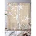 thumbnail image 2 of Coastal Starfish Sheer Curtains 84 Inch Length 2 Panels Set, Summer Ocean Waves Ombre Sea Beige Voile Window Treatment Rod Pocket Curtains Sheers Drapes for Bedroom/Living Room/Kitchen 52"x84"x2, 2 of 7