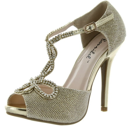 

Bonnibel Womens Tiara-2 Stiletto Heel Glitter Evening Wedding Promo Sandals Shoes Gold 8.5